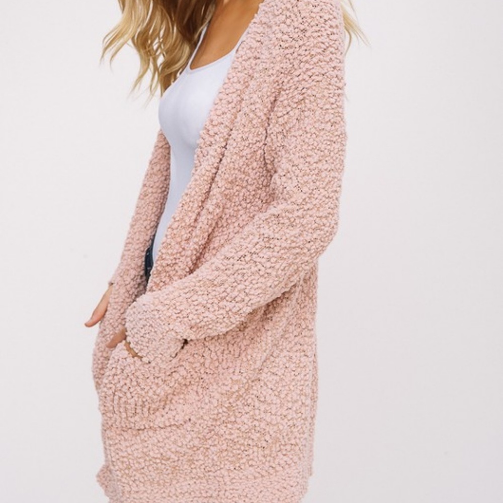 LAST NEW Blush Pink Popcorn Fuzzy Cardigan - Picture 4 of 4